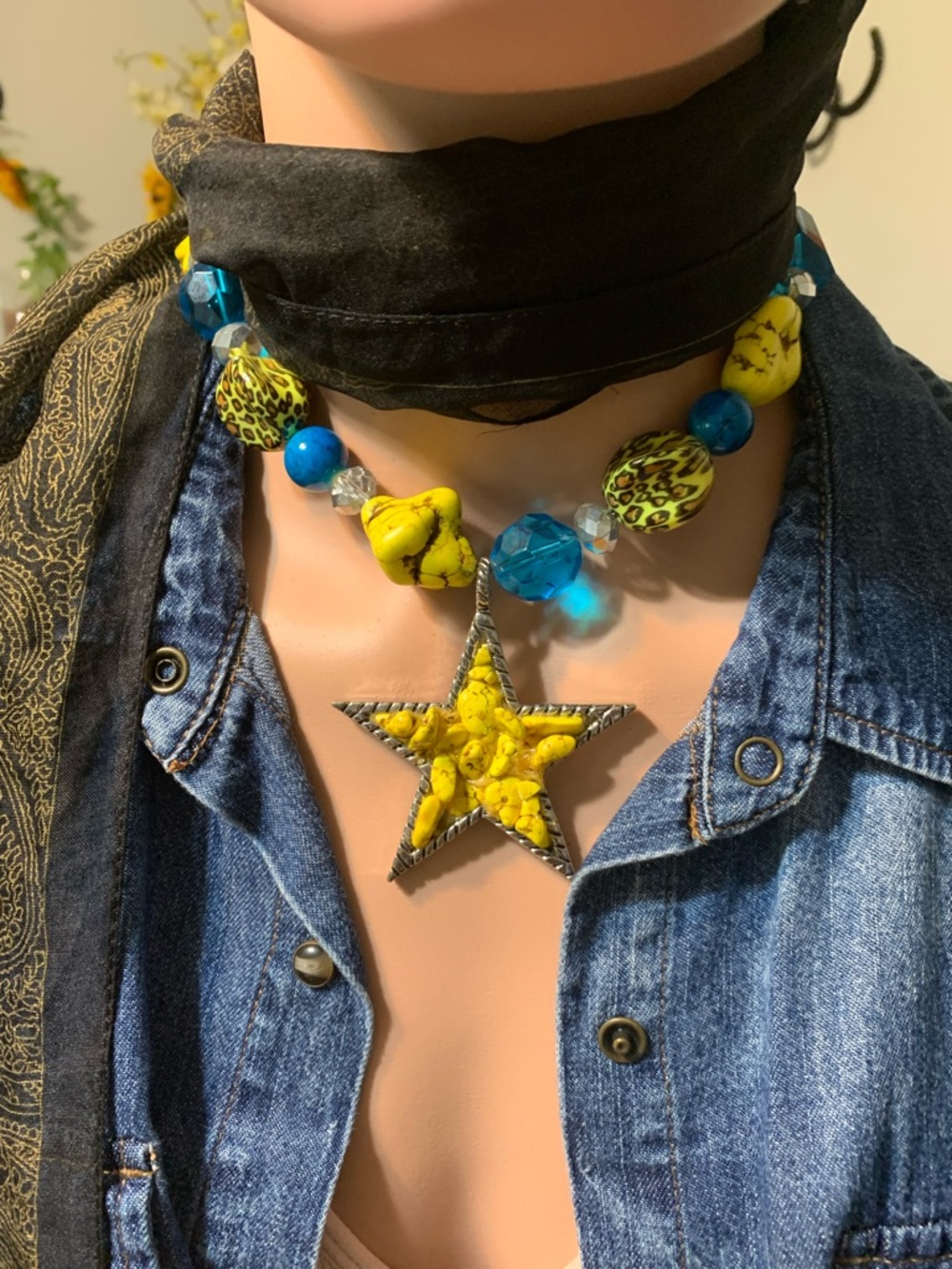 Bold Yellow Star Statement Necklace